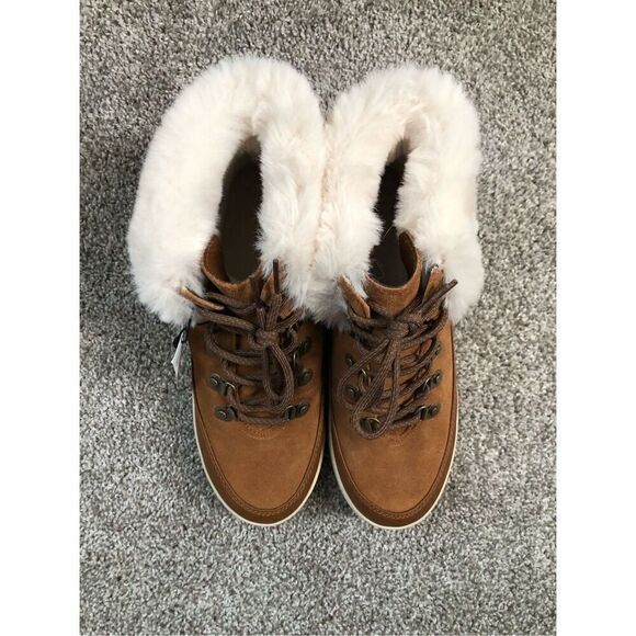 Koolaburra UGG Suede Tynlee Fuzzy Waterproof Boots Chestnut Women’s Size 8 - Picture 4 of 7